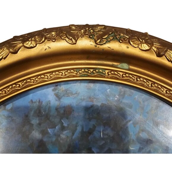 Victorian Style Oval Framed Floral Garden Scene Print With Gold Ornate Frame - Picture 6 of 11